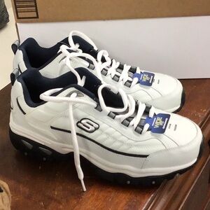 Skechers Men's White and Navy Sneakers
